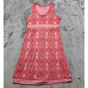 Athleta Dress Womens S Pink Burnout Vyasa Sleeveless Double Layer Tie Waist Airy